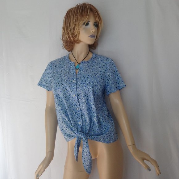 J. CREW Tie Closure Button Down Shirt Sz M Cute! - Picture 4 of 9